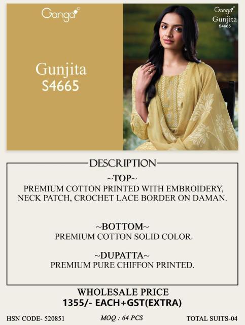 Ganga gunjita 4665 branded dress materials wholesale in chennai